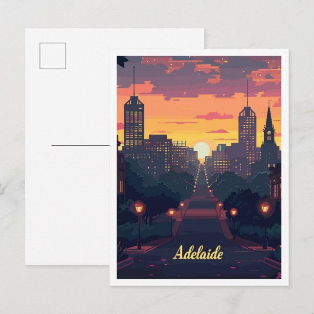 Adelaide Australia Art Vintage Travel Illustration Postkarte (Vorne/Hinten)