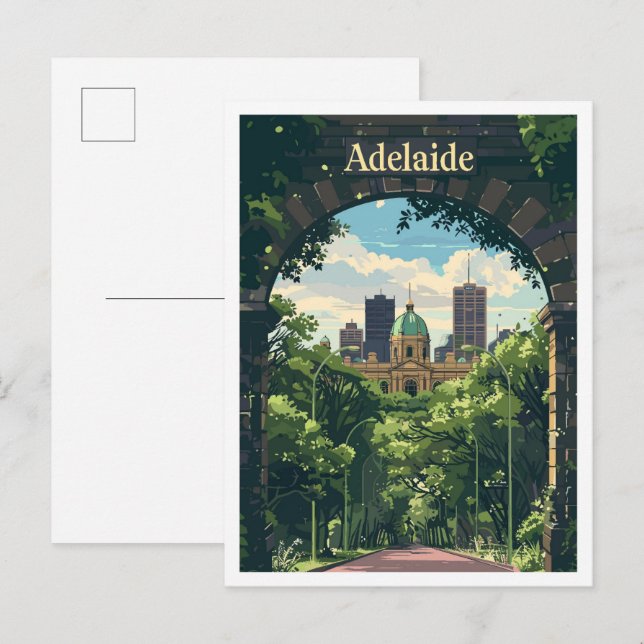 Adelaide Australia Art Vintage Travel Postkarte (Vorne/Hinten)