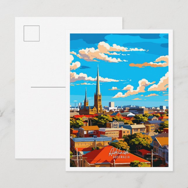 Adelaide Australia Vintage Illustration Postkarte (Vorne/Hinten)