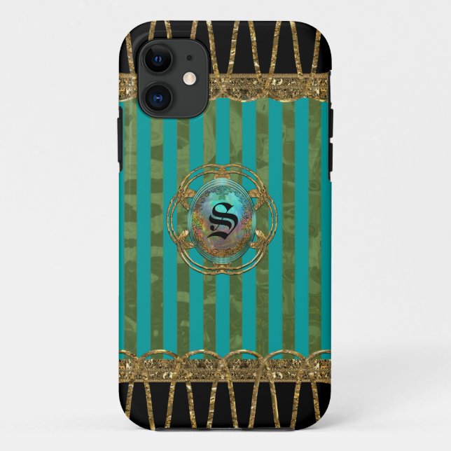Adelaide Baroque Girly Stripe eLEGANCE Monogramm Case-Mate iPhone Hülle (Rückseite)