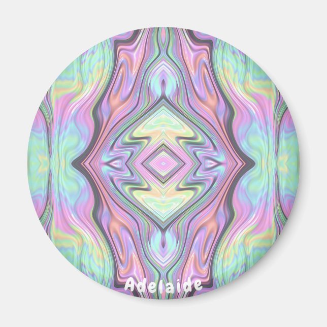 ADELAIDE ~ Gelbgrün und rosa Peeldesign Magnet (Vorne)