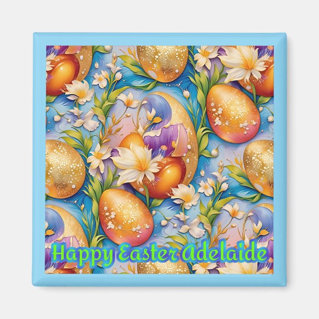 ADELAIDE ~ Happy Easter ~ Golden Eggs ~  Magnet (Vorne)