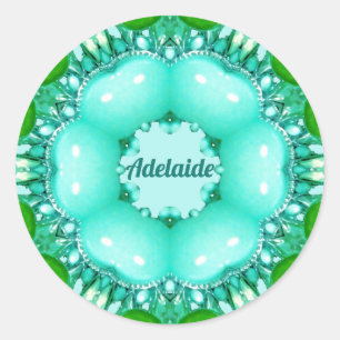 ADELAIDE ~ Helles abstraktes Fraktalmuster ~  Runder Aufkleber