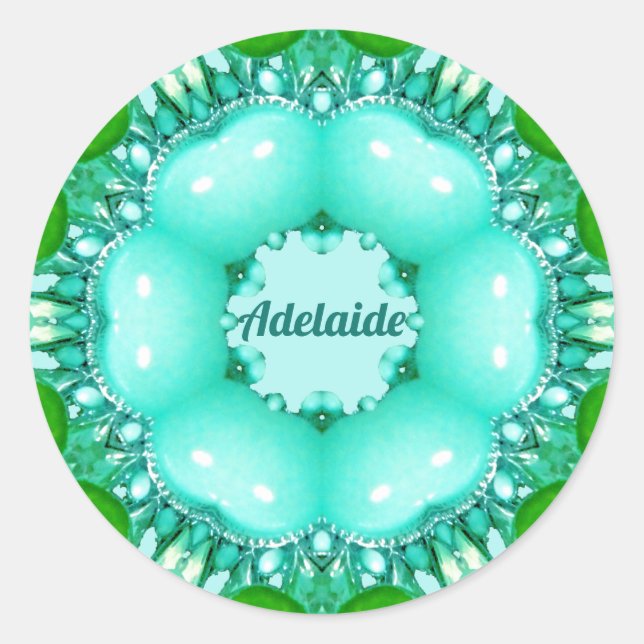 ADELAIDE ~ Helles abstraktes Fraktalmuster ~  Runder Aufkleber (Vorderseite)