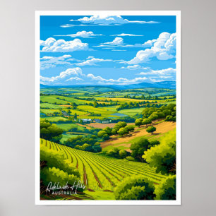 Adelaide Hills Australien Reiseillustration Poster