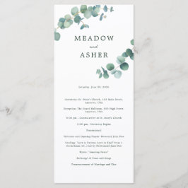 Adelaide Watercolor Eucalyptus Wedding Program Programm