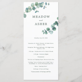 Adelaide Watercolor Eukalyptus Wedding Program Programm
