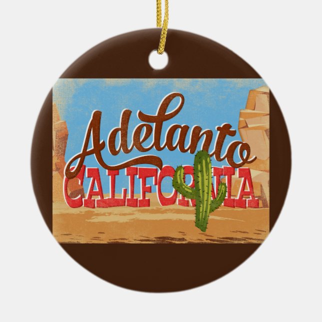 Adelanto California Cartoon Desert Retro Travel Keramik Ornament (Vorne)
