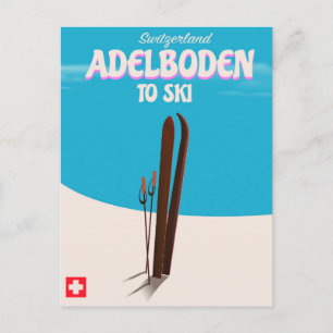 Adelboden Schweiz Skireiseplakat Postkarte