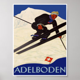 Adelboden Schweiz Vintag Ski Poster
