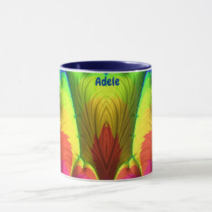 ADELE ~ 3D-Fraktal ~ Rosa, Gelb und Blau Tasse