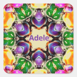 ADELE ~ Helles Abstraktes Muster ~ Personalisiert Quadratischer Aufkleber