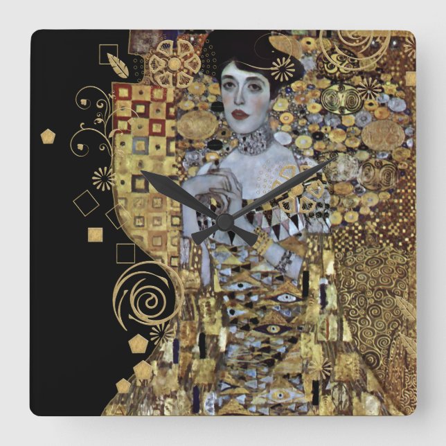 Adele Klimt Acrylmauer Quadratische Wanduhr (Vorderseite)