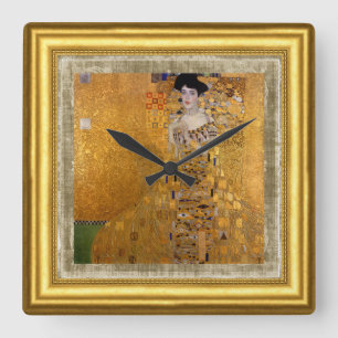 Adele, Lady in Gold, Gustav Klimt, Leinwand, gerah Quadratische Wanduhr