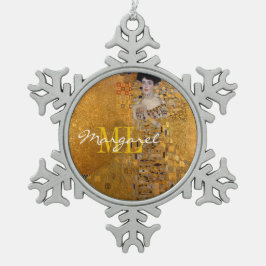 Adele, Lady in Gold von Gustav Klimt, Mit Monogram Schneeflocken Zinn-Ornament