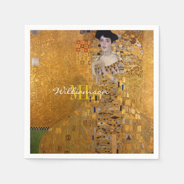 Adele, Lady in Gold von Gustav Klimt, Mit Monogram Serviette (Vorderseite)