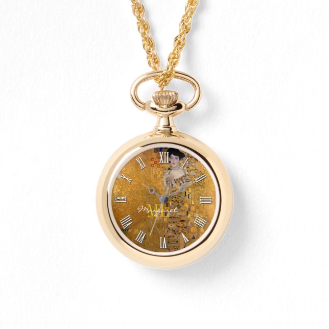 Adele, Lady in Gold von Gustav Klimt, Monogrammnam Armbanduhr (Vorderseite)