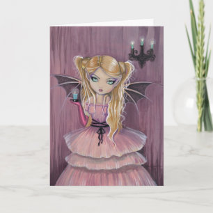 Adeline en carte de vampire gothique rose