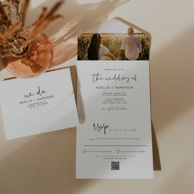 ADELLA Edgy Moderne Minimalistische Hochzeit All In One Einladung (Von Creator hochgeladen)