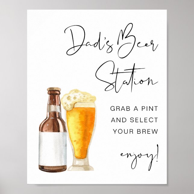 ADELLA Minimal Baby Shower Vaters Beer Station Sch Poster (Vorne)