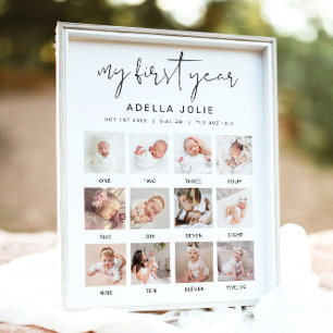 ADELLA Minimalistisch Boho Erstes Jahr Foto Meilen Poster