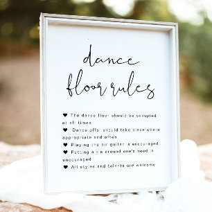 ADELLA Minimalistische Tanzflächen-Regeln Hochzeit Poster