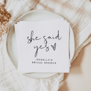 ADELLA Modern Minimal Sie hat Ja gesagt Brautdusch Serviette