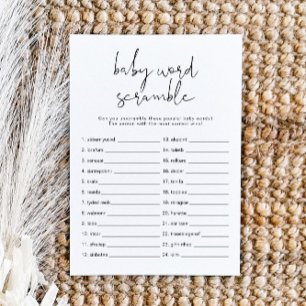 ADELLA Modernes Minimalistisches Baby Word Scrambl Einladung