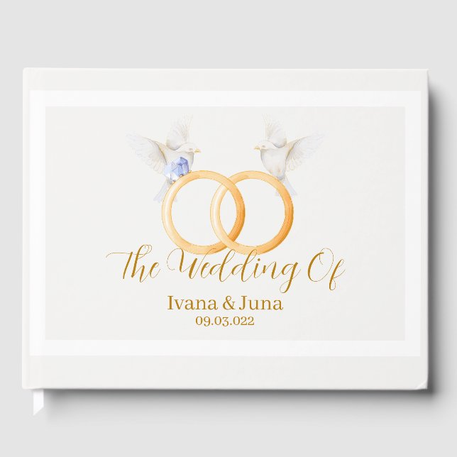 ADELLE Simple Dusk Blue Couple Wedding Gästebuch (Vorderseite)