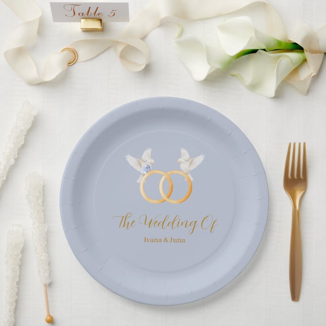 ADELLE Simple Dusk Blue Couple Wedding Pappteller (Hochzeit)
