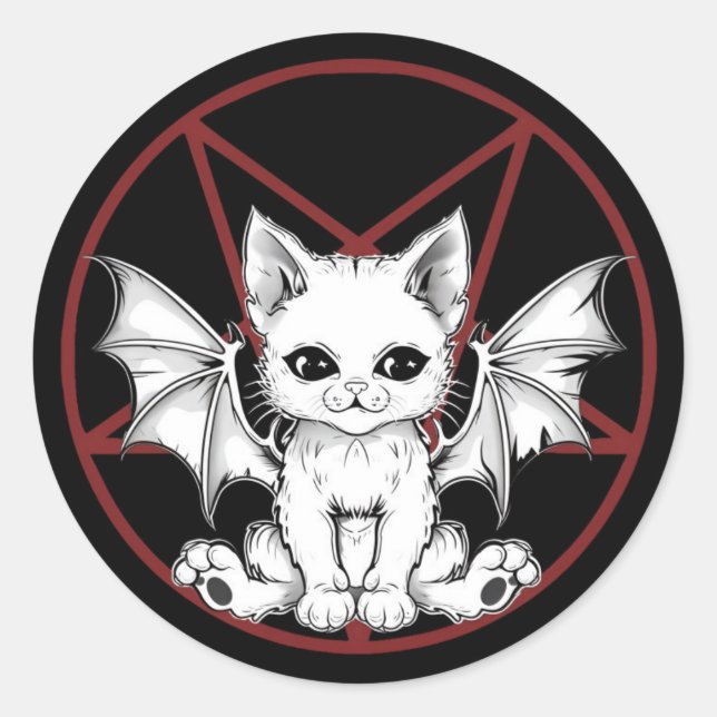Adesivo Cute Demon Cat Runder Aufkleber (Vorderseite)