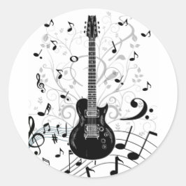 Adesivo redondo autocolante musical com guitarra runder aufkleber
