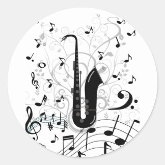 Adesivo redondo autocolante musical saxofone runder aufkleber