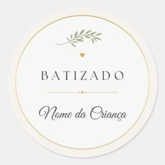 Adesivo Redondo de Batizado Personalizado Elegante Runder Aufkleber