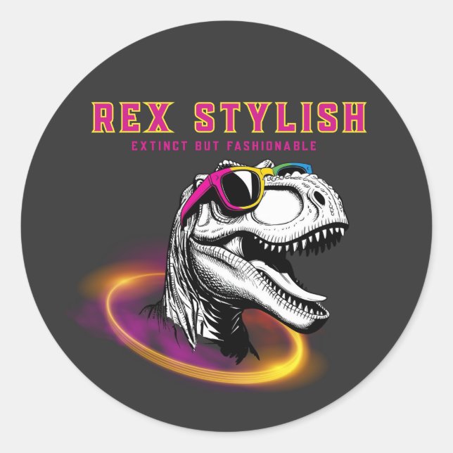 Adesivo T-Rex Fashion Runder Aufkleber (Vorderseite)