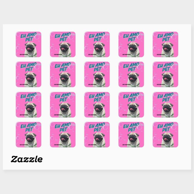 Adesivos Quadrados Pet Rosa Quadratischer Aufkleber (Blatt)