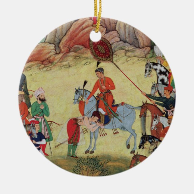 Adham Khan, der Akbar Ehrerbietung bei Sarangpur, Keramikornament (Vorne)