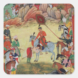 Adham Khan, der Akbar Ehrerbietung bei Sarangpur, Quadratischer Aufkleber