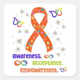 ADHD Advocacy Ribbon Quadratischer Aufkleber