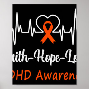 Adhd Awareness Heartbeat Christlicher Cross Faith  Poster