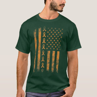 ADHD Awareness US Flag Orange Ribbon Matching Tee 