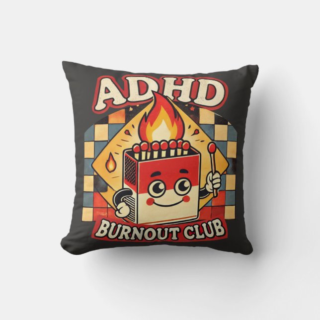 Adhd Burnout Club Kissen (Vorderseite)