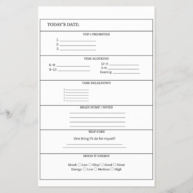 ADHD Daily Planner Page Flyer (Vorne)