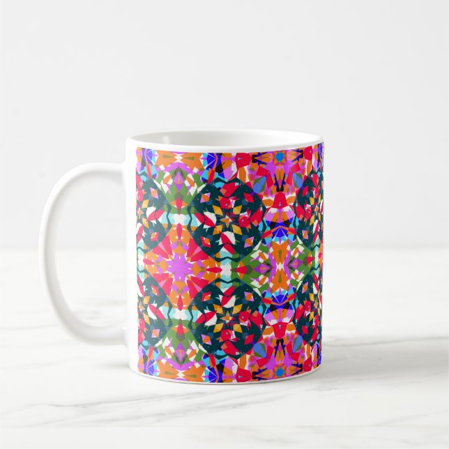 ADHD Dopamin Boost Positivitätspattern farbenfroh Kaffeetasse (Links)