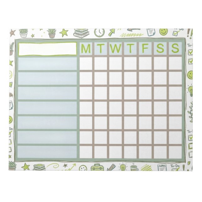 ADHD Dopamine Weekly Habit Tracker Planner Notizblock (Vorderseite)