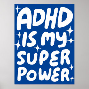 ADHD ist mein Superpower Fun Bubble Letters Blue Poster