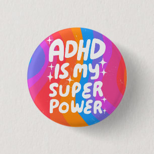 ADHD ist meine Superpower Fun Bubble Letters bunt Button