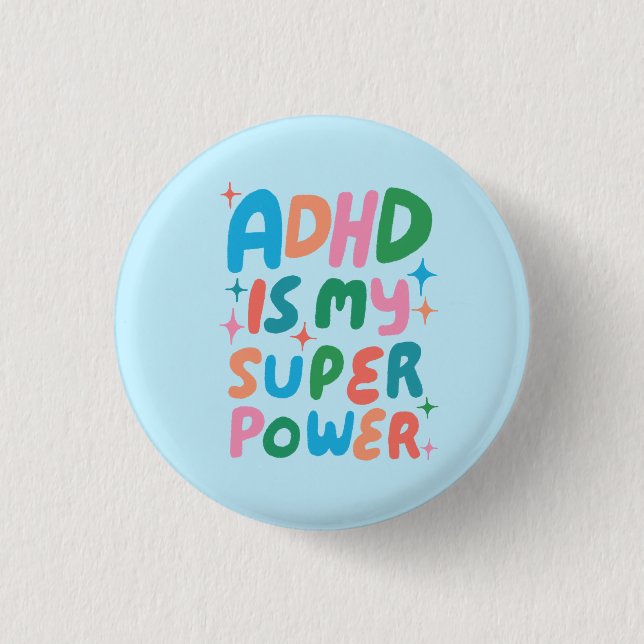 ADHD ist meine Superpower Fun Bubble Letters bunt Button (Vorderseite)