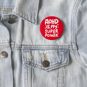 ADHD ist meine Superpower Fun Bubble Letters Red Button