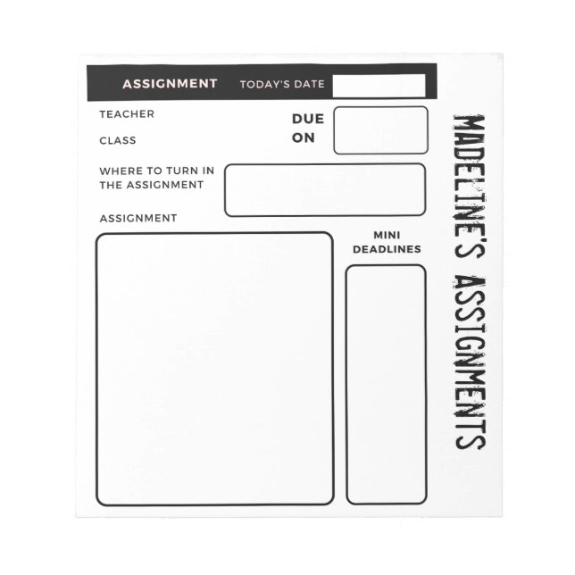 ADHD Kids Personalisiert Pad zur Hausaufgaben-Verf Notizblock (Vorderseite)
